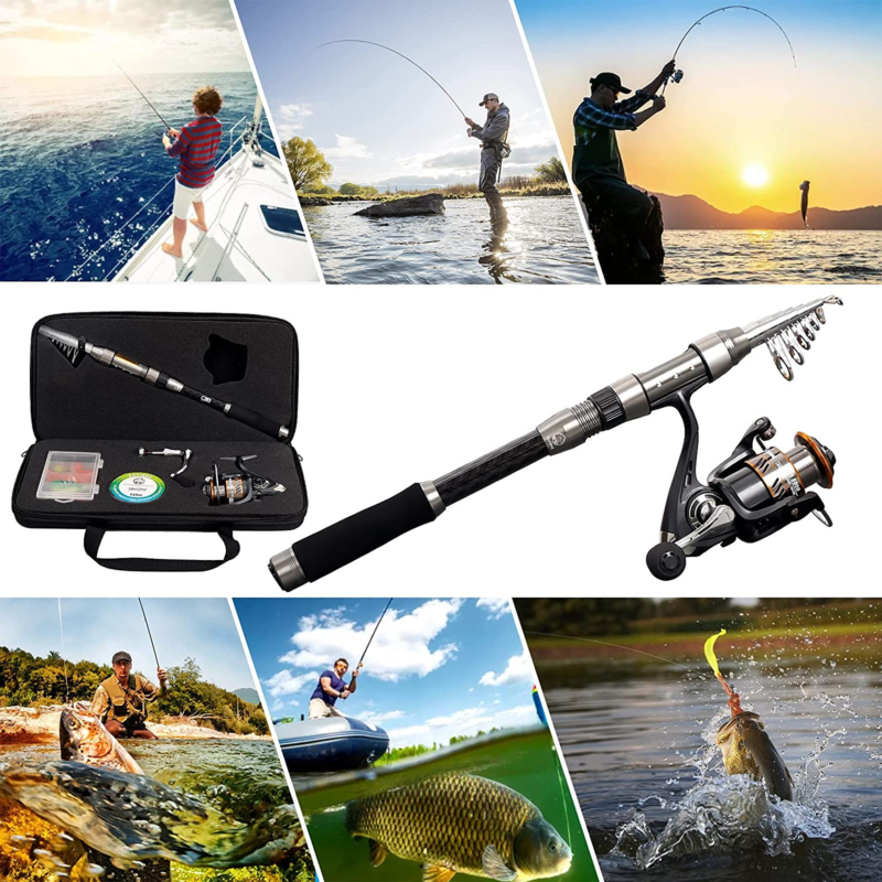 Telescopic Fishing Rod and Reel Combo, Carbon Fiber Fishing Pole Kit for Kids Adults Portable Fishing Poles and Reels for Saltwater Freshwater with Fishing Accessories - Image 6