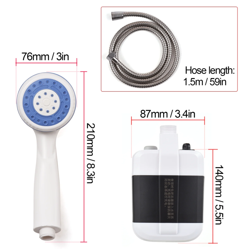 Portable Camping Shower Outdoor USB Rechargeable Electric Shower Pump for Camping Car Washing Gardening Pet Cleaning - Image 4