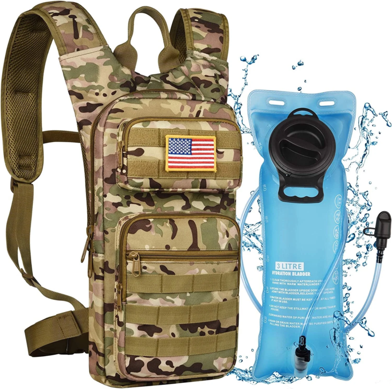 17L Hydration Backpack with 3L TPU Water Bladder, Water Backpack Hydration Pack for Hunting Hiking Cycling Climbing Biking Running, Molle Compatible Water Backpack for Adult, Tan - Image 11